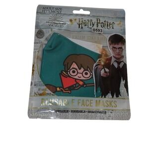 Harry Potter Wizarding World Reusable Face Mask Teal Chibi Harry Adult Size #593